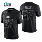 Men's Womens Youth Kids Kansas City Chiefs #87 Travis Kelce Black Reflective Limited Jersey