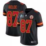 Mens Womens Youth Kids Kansas City Chiefs #87 Travis Kelce Black Super Bowl LVII Patch Stitched Limited Rush Jersey