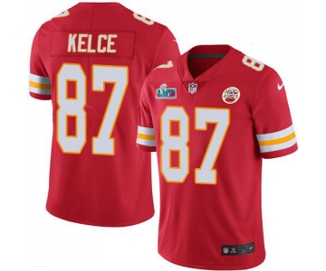 Mens Womens Youth Kids Kansas City Chiefs #87 Travis Kelce Red Team Color Super Bowl LVII Patch Stitched Vapor Untouchable Limited Jersey