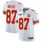 Mens Womens Youth Kids Kansas City Chiefs #87 Travis Kelce White Super Bowl LVII Patch Men's Stitched Vapor Untouchable Limited Jersey