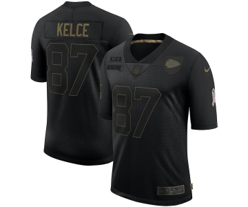 Nike Chiefs 87 Travis Kelce Black 2020 Salute To Service Limited Jersey