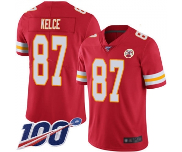 Nike Chiefs #87 Travis Kelce Red Team Color Men's Stitched NFL 100th Season Vapor Limited Jersey
