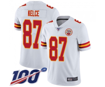 Nike Chiefs #87 Travis Kelce White Men's Stitched NFL 100th Season Vapor Limited Jersey