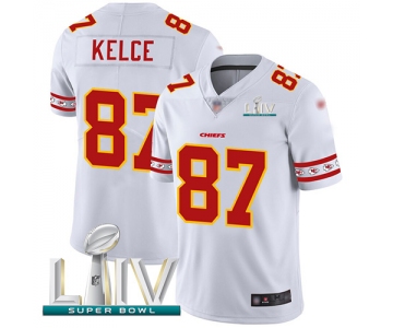 Nike Chiefs #87 Travis Kelce White Super Bowl LIV 2020 Men's Stitched NFL Limited Team Logo Fashion Jersey