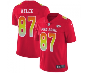 Nike Kansas City Chiefs #87 Travis Kelce Red Men's Stitched NFL Limited AFC 2019 Pro Bowl Jersey