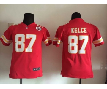 Youth Kansas City Chiefs #87 Travis Kelce Red Team Color NFL Nike Game Jersey