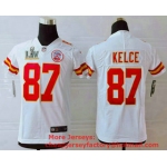 Youth Kansas City Chiefs #87 Travis Kelce White 2021 Super Bowl LV Vapor Untouchable Stitched Nike Limited NFL Jersey