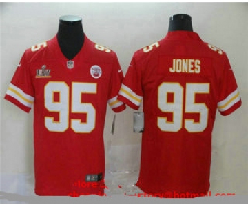 Men's Kansas City Chiefs #95 Chris Jones Red 2021 Super Bowl LV Vapor Untouchable Stitched Nike Limited NFL Jersey