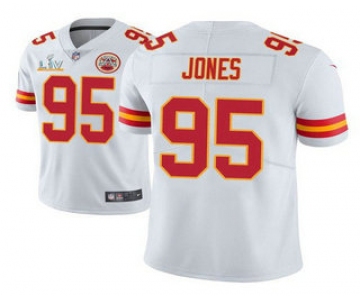 Men's Kansas City Chiefs #95 Chris Jones White 2021 Super Bowl LV Limited Stitched NFL Jersey