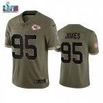 Men's Womens Youth Kids Kansas City Chiefs #95 Chris Jones 2022 Salute To Service Olive Limited Jersey