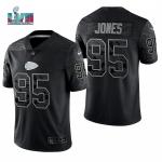 Men's Womens Youth Kids Kansas City Chiefs #95 Chris Jones Black Reflective Limited Jersey