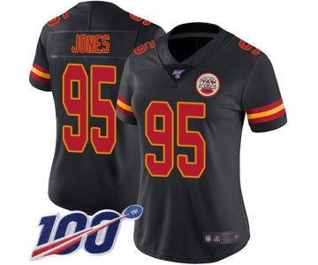 Nike Chiefs #95 Chris Jones Black Women's Stitched NFL Limited Rush 100th Season Jersey