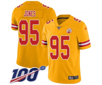 Nike Chiefs #95 Chris Jones Gold Men's Stitched NFL Limited Inverted Legend 100th Season Jersey