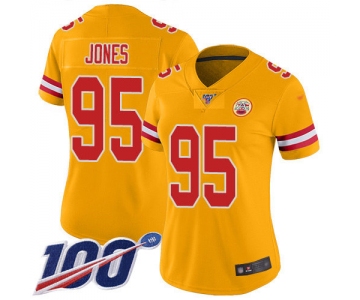 Nike Chiefs #95 Chris Jones Gold Women's Stitched NFL Limited Inverted Legend 100th Season Jersey