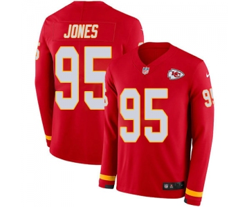 Nike Chiefs 95 Chris Jones Red Team Color Men's Stitched NFL Limited Therma Long Sleeve Jersey