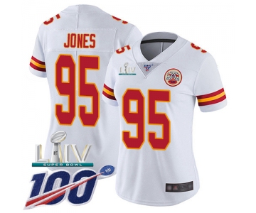 Nike Chiefs #95 Chris Jones White Super Bowl LIV 2020 Women's Stitched NFL 100th Season Vapor Untouchable Limited Jersey