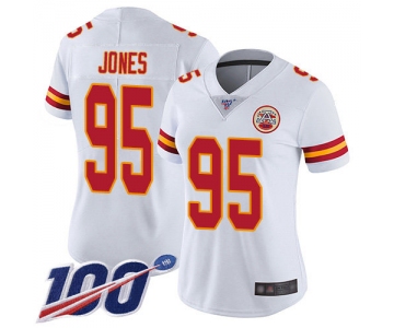 Nike Chiefs #95 Chris Jones White Women's Stitched NFL 100th Season Vapor Limited Jersey