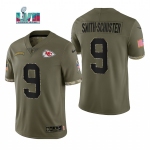 Men's Womens Youth Kids Kansas City Chiefs #9 JuJu Smith-Schuster 2022 Salute To Service Olive Limited Jersey