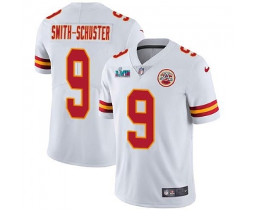 Men's Womens Youth Kids Kansas City Chiefs #9 JuJu Smith-Schuster White Super Bowl LVII Patch Stitched Vapor Untouchable Limited Jersey