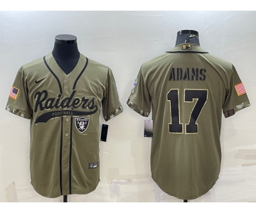 Men's Las Vegas Raiders #17 Davante Adams 2022 Olive Salute to Service Cool Base Stitched Baseball Jersey