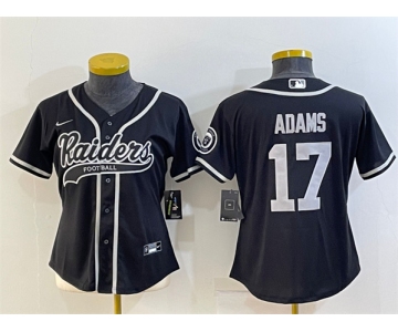 Women's Las Vegas Raiders #17 Davante Adams Black With Patch Cool Base Stitched Baseball Jersey(Run Small)