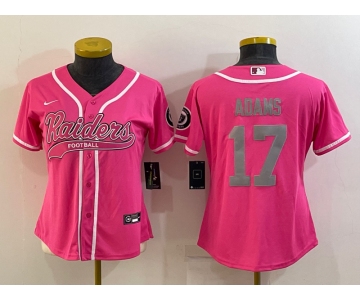 Women's Las Vegas Raiders #17 Davante Adams Pink With Patch Cool Base Stitched Baseball Jersey