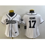 Women's Las Vegas Raiders #17 Davante Adams White With Patch Cool Base Stitched Baseball Jersey(Run Small)