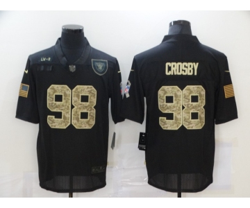 Men's Las Vegas Raiders #98 Maxx Crosby Black Camo 2020 Salute To Service Stitched NFL Nike Limited Jersey