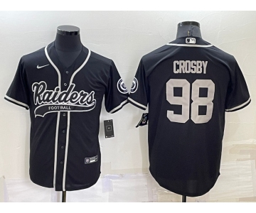 Men's Las Vegas Raiders #98 Maxx Crosby Black Stitched MLB Cool Base Nike Baseball Jersey