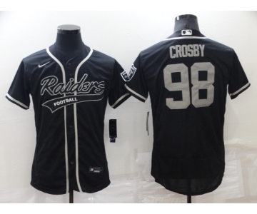 Men's Las Vegas Raiders #98 Maxx Crosby Black Stitched MLB Flex Base Nike Baseball Jersey