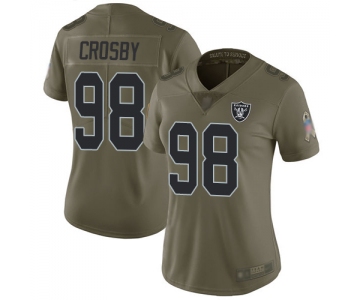 Oakland Raiders #98 Maxx Crosby Women's Olive Limited 2017 Salute to Service Football Jersey