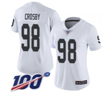 Oakland Raiders #98 Maxx Crosby Women's White Road Limited 100th Season Vapor Untouchable Football Jersey