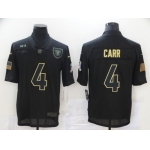 Men's Las Vegas Raiders #4 Derek Carr Black 2020 Salute To Service Stitched NFL Nike Limited Jersey