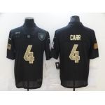 Men's Las Vegas Raiders #4 Derek Carr Black Camo 2020 Salute To Service Stitched NFL Nike Limited Jersey