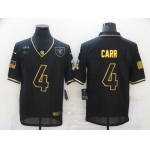 Men's Las Vegas Raiders #4 Derek Carr Black Gold 2020 Salute To Service Stitched NFL Nike Limited Jersey