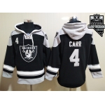 Men's Las Vegas Raiders #4 Derek Carr NEW Black 2020 Inaugural Season Pocket Stitched NFL Pullover Hoodie