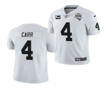 Men's Las Vegas Raiders #4 Derek Carr White 2020 Inaugural Season With C Patch Vapor Limited Stitched NFL Jersey