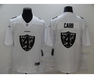 Men's Las Vegas Raiders #4 Derek Carr White 2020 Shadow Logo Vapor Untouchable Stitched NFL Nike Limited Jersey