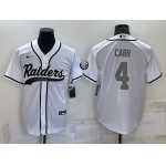 Men's Las Vegas Raiders #4 Derek Carr White Grey Stitched MLB Cool Base Nike Baseball Jersey