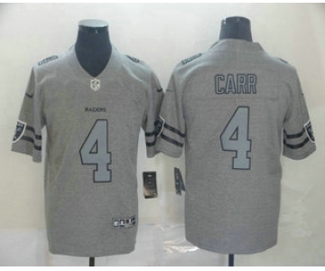 Men's Oakland Raiders #4 Derek Carr 2019 Gray Gridiron Vapor Untouchable Stitched NFL Nike Limited Jersey