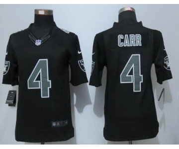 Men's Oakland Raiders #4 Derek Carr Black Impact NFL Nike Limited Jersey