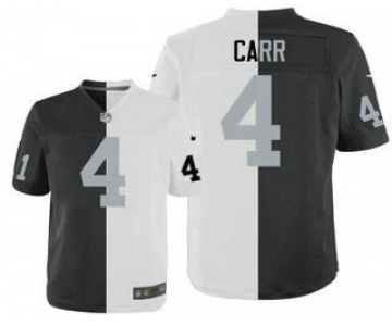 Men's Oakland Raiders #4 Derek Carr Black With White Two Tone Elite Jersey