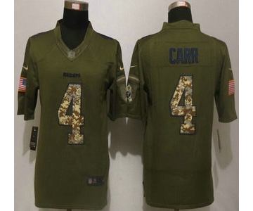 Men's Oakland Raiders #4 Derek Carr Green Salute to Service 2015 NFL Nike Limited Jersey