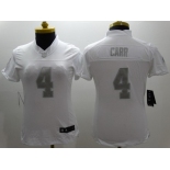Nike Oakland Raiders #4 Derek Carr Platinum White Limited Womens Jersey