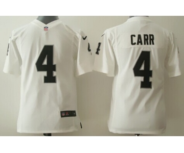 Nike Oakland Raiders #4 Derek Carr White Game Kids Jersey