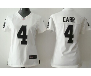 Nike Oakland Raiders #4 Derek Carr White Game Womens Jersey