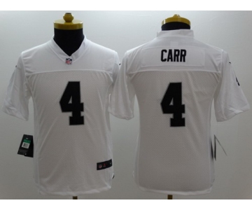 Nike Oakland Raiders #4 Derek Carr White Limited Kids Jersey