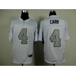 Nike Oakland Raiders #4 Derek Carr White With Silvery Elite Jersey