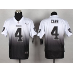 Nike Oakland Raiders #4 Derek Carr White/Black Fadeaway Elite Jersey