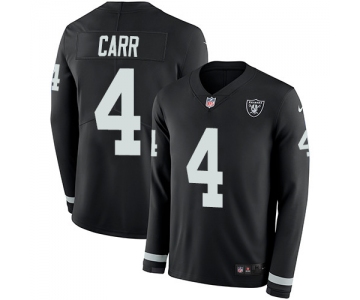Nike Raiders #4 Derek Carr Black Team Color Men's Stitched NFL Limited Therma Long Sleeve Jersey